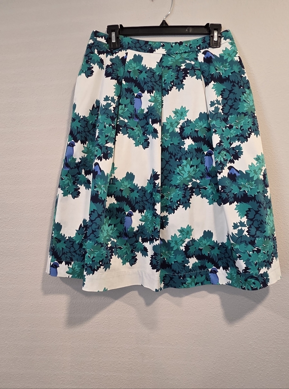 Boden Lola Bird Print Pleated Midi Skirt